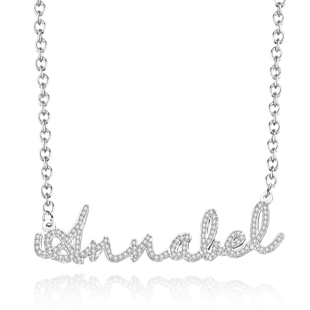 Personalized Dainty Name Necklace with Diamond Minimalist Necklace Iced Out Jewelry - soufeelau