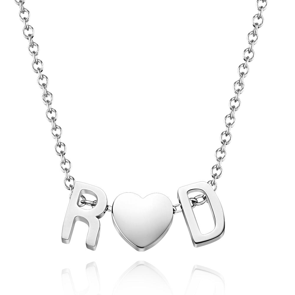 Custom Initial Necklace Personalized Couples Heart Necklace Minimalist Necklace Gold Letter Charm Birthday Gift For Her - soufeelau
