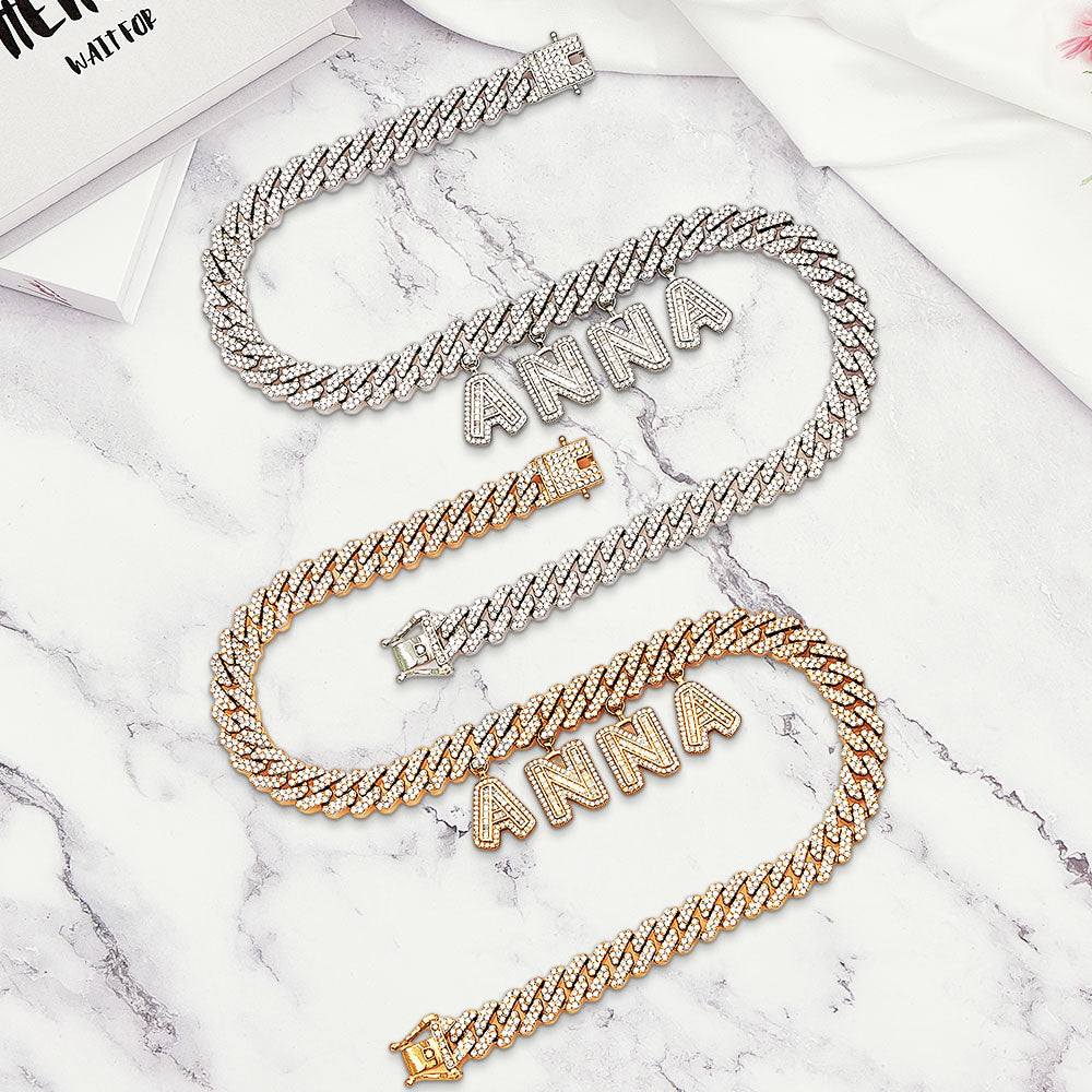 Personalized Letters Cuban Chain Custom Name Choker Bling Hip Pop Necklace Gift for Sisters Friends - soufeelau