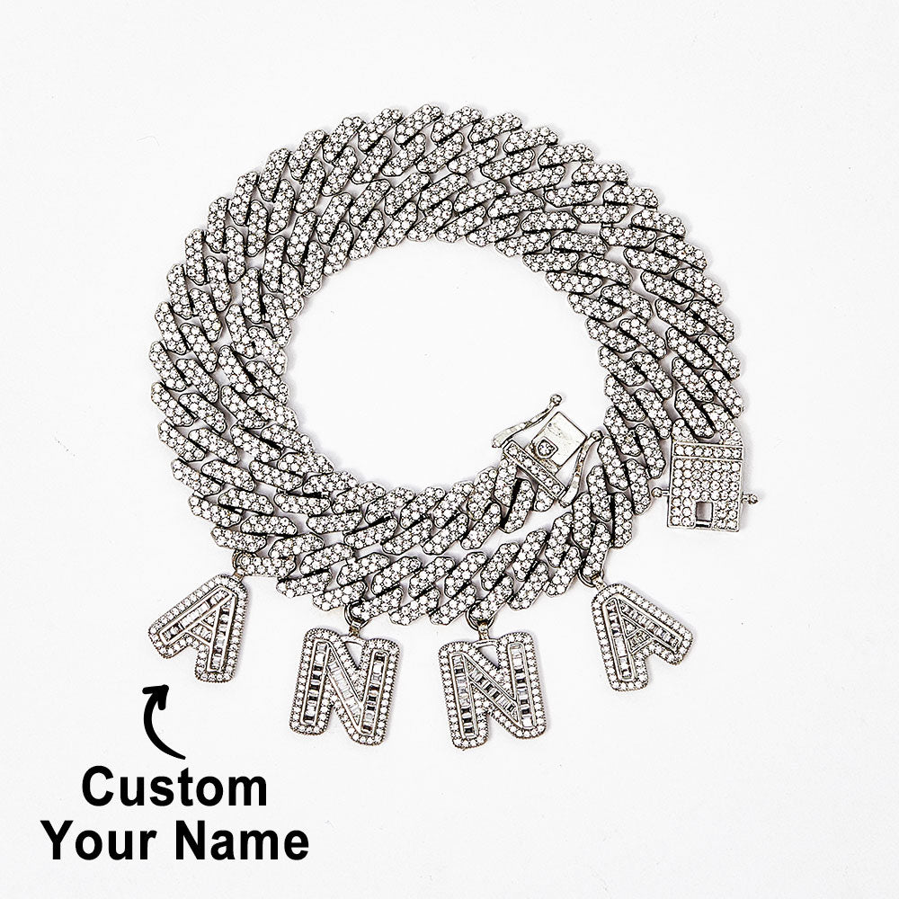 Personalized Letters Cuban Chain Custom Name Choker Bling Hip Pop Necklace Gift for Sisters Friends - soufeelau