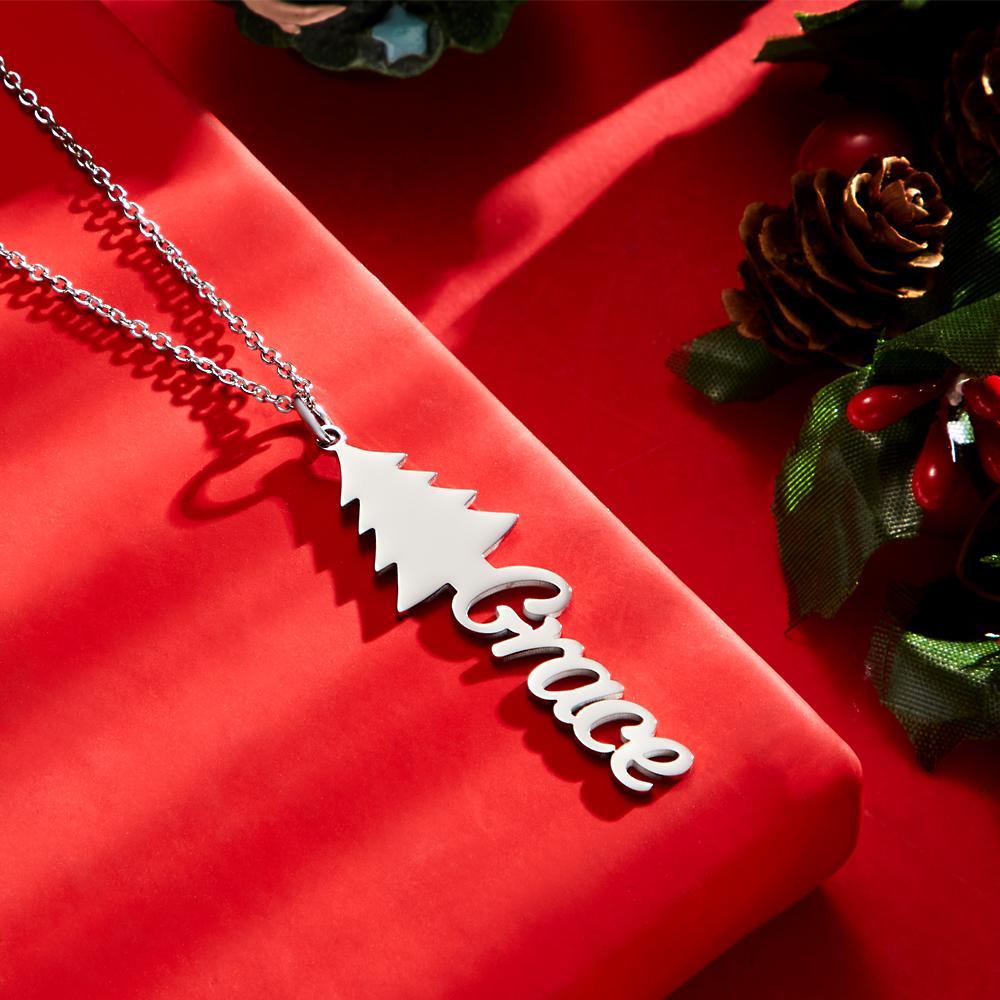 Custom Engraved Necklace Christmas Tree Creative Gifts - soufeelau