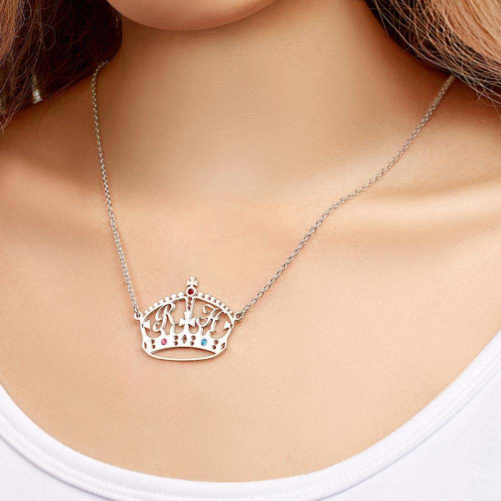 Custom Engraved Diamond Exchange Necklace Tiara Shaped Necklace Gift to Her - soufeelau