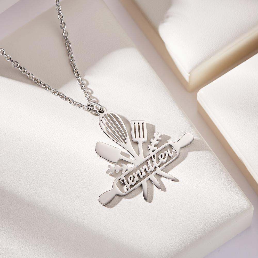Custom Engraved Cooking Name Pendant Necklace Gift for Her - soufeelau