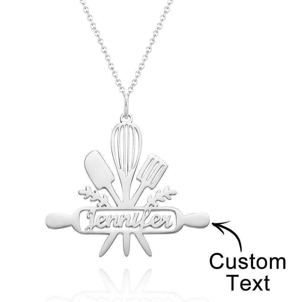 Custom Engraved Cooking Name Pendant Necklace Gift for Her - soufeelau