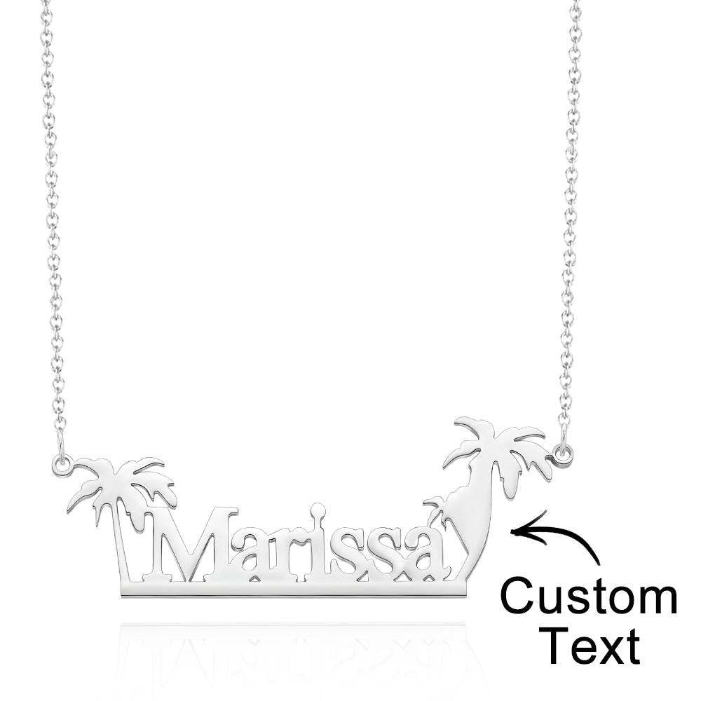 Custom Engraved Necklace Creative Coconut Tree Commemorative Gifts - soufeelau