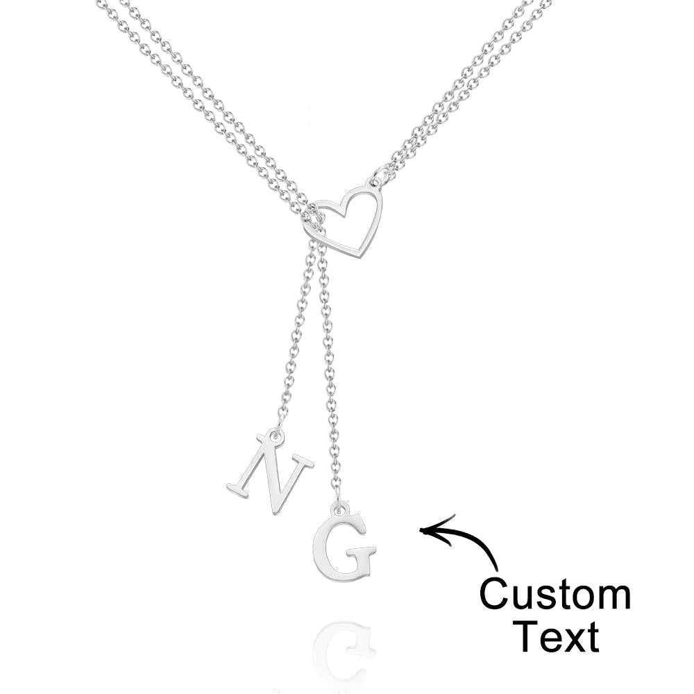 Custom Engraved Necklace Heart Shaped Letter Necklace Gift for Her - soufeelau