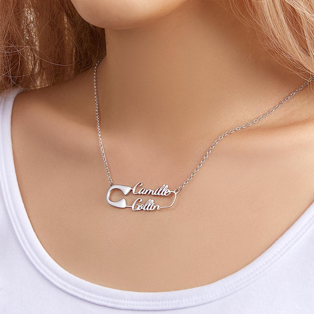 Custom Engraved Necklace Clip Shape Necklace Simple Necklace Gift for Her - soufeelau