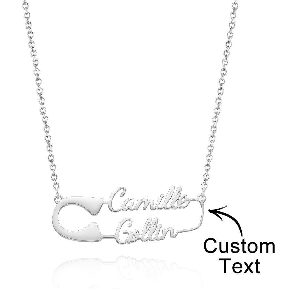 Custom Engraved Necklace Clip Shape Necklace Simple Necklace Gift for Her - soufeelau