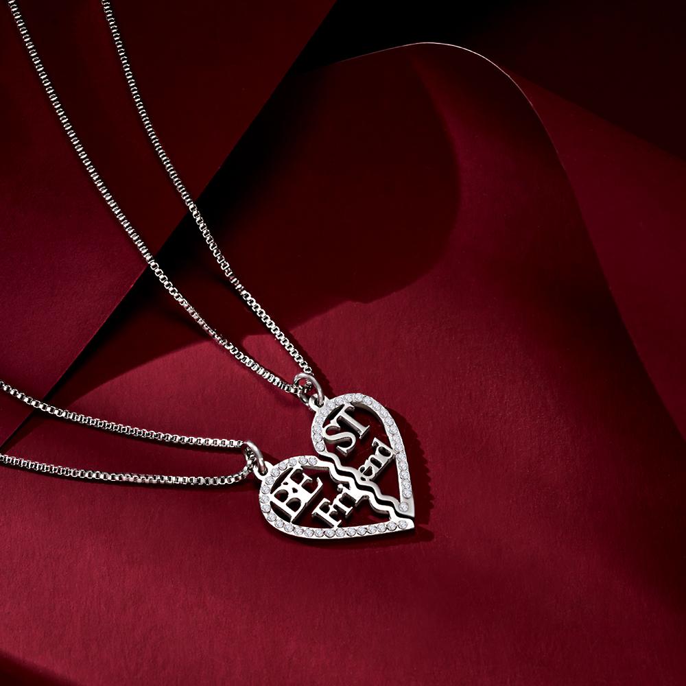 Custom Engraved Necklace Heart Shaped Couple Necklace Gift for Lovers - soufeelau