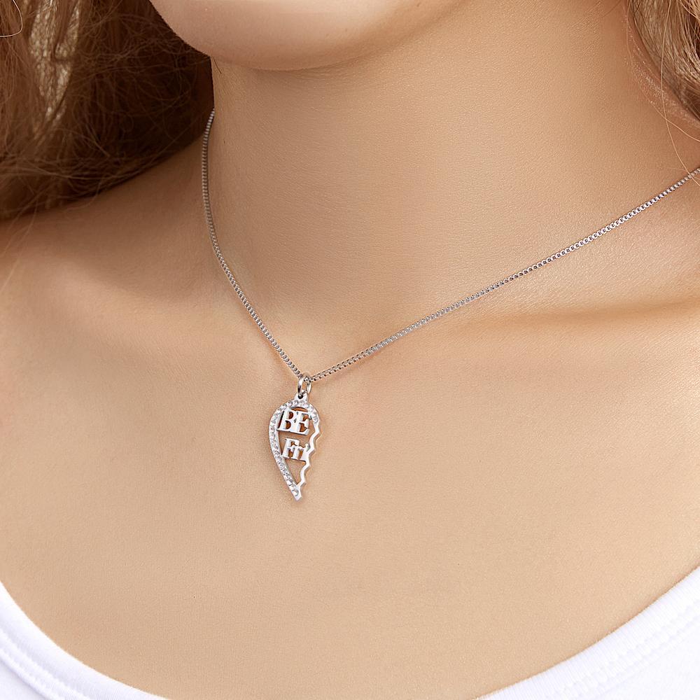 Custom Engraved Necklace Heart Shaped Couple Necklace Gift for Lovers - soufeelau