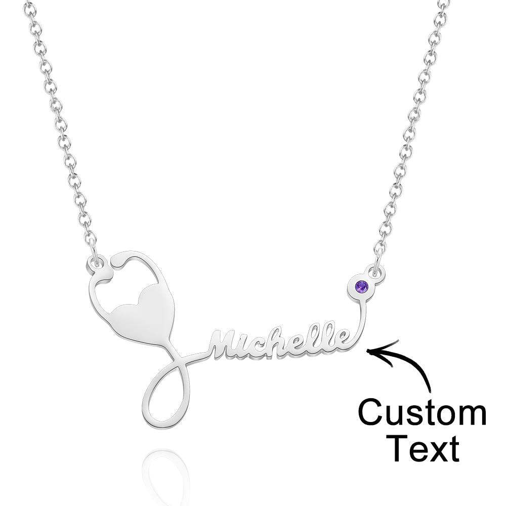 Custom Engraved Birthstone Necklace Stethoscope Gifts - soufeelau