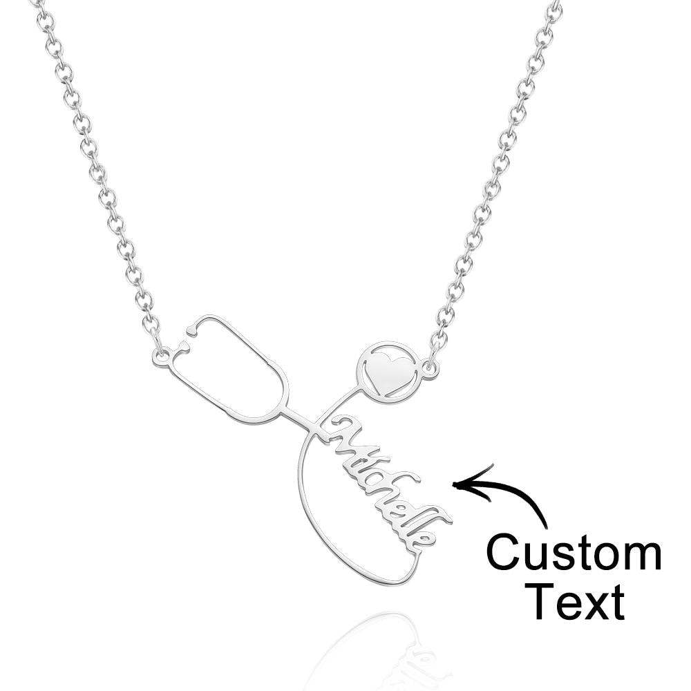 Custom Engraved Necklace Dainty Name Stethoscope Medical Student Gifts - soufeelau