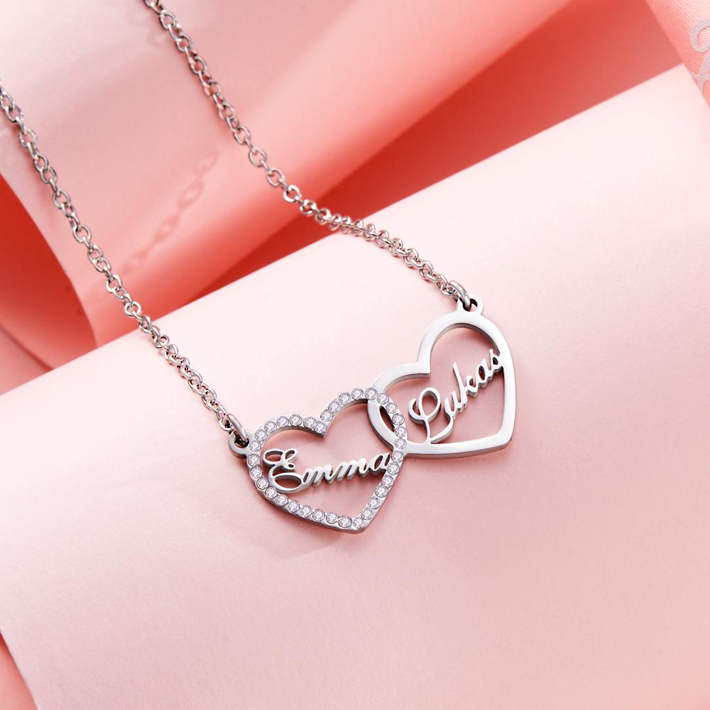 Custom Engraved Necklace Custom Name Love Rhinestones Gifts - soufeelau