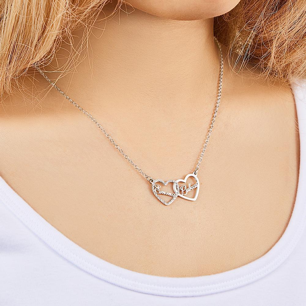 Custom Engraved Necklace Custom Name Love Rhinestones Gifts - soufeelau