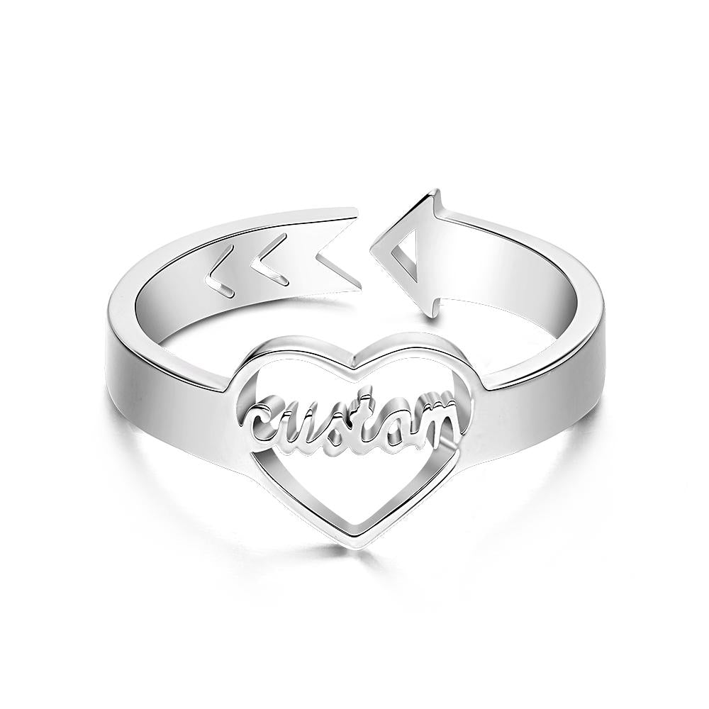 Loving Heart Custom Name Adjustable Ring For Women Girls Engagement Gift - soufeelau