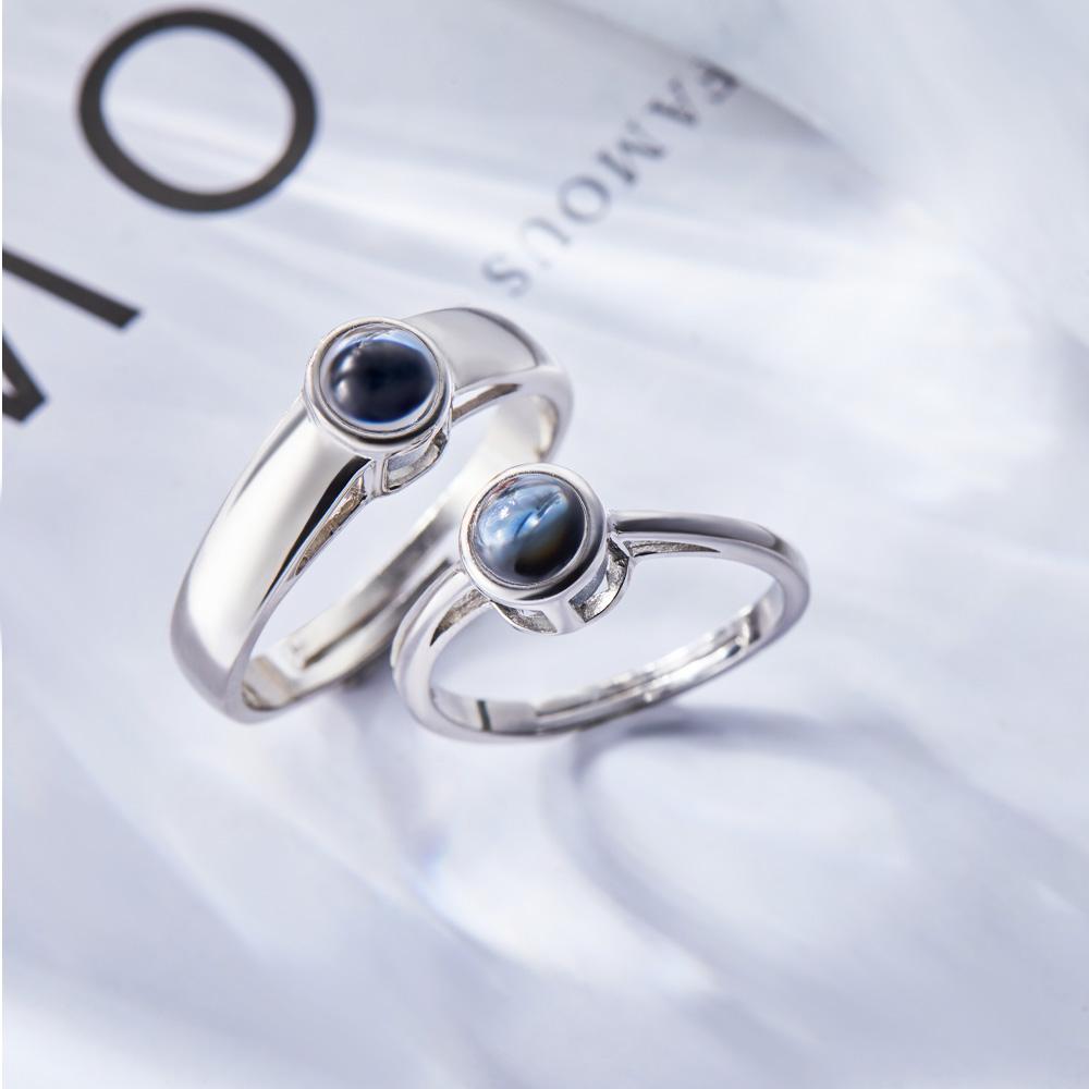 Custom Photo Projection Ring Adjustable Ring for Girlfriend Personalized Couples Statement Ring Wedding Jewelry Anniversary Gift