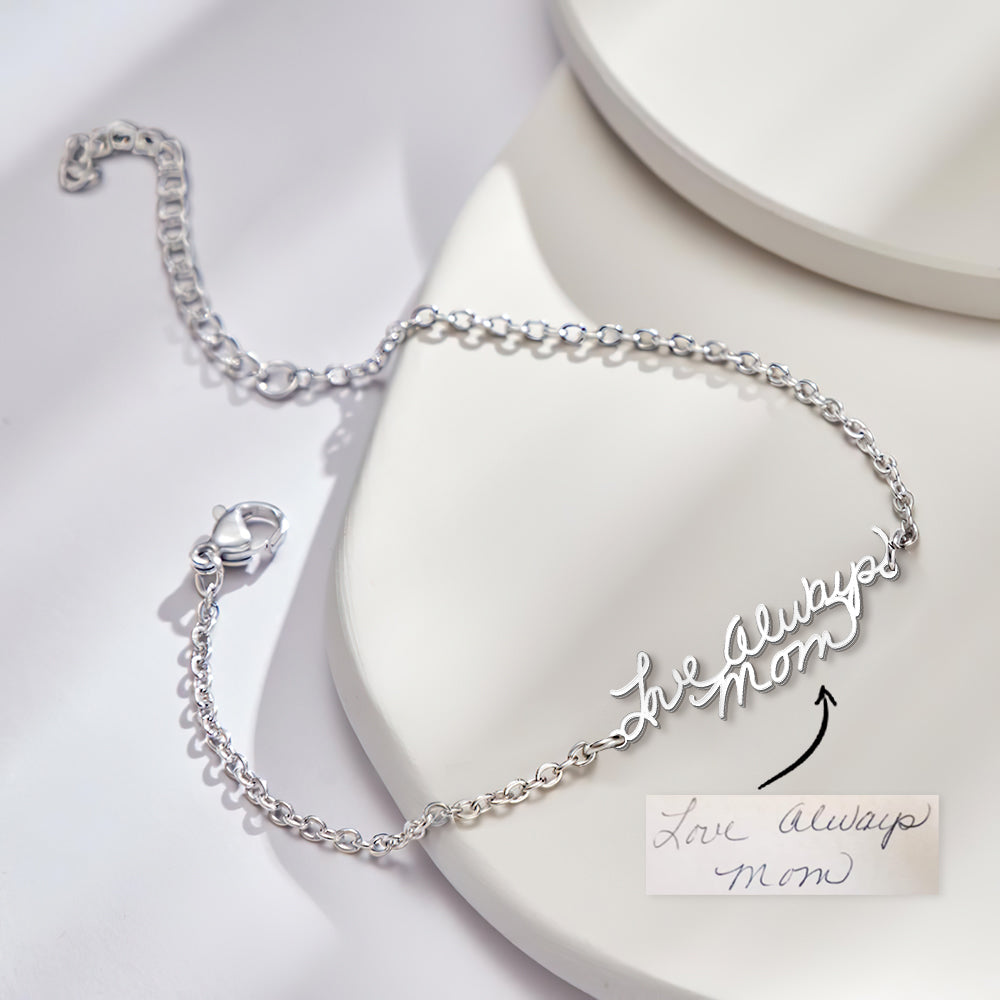 Personalized Photo Handwriting Bracelet Memorial Custom Keepsake Gift for Mom Girlfriend Family - soufeelau