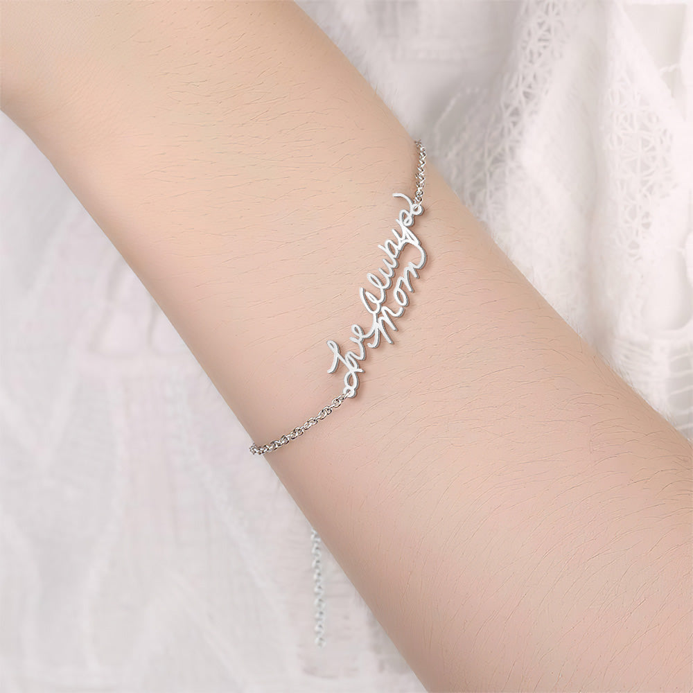 Personalized Photo Handwriting Bracelet Memorial Custom Keepsake Gift for Mom Girlfriend Family - soufeelau