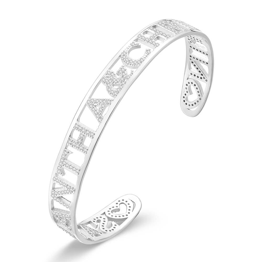 Crystal Name Bangle Personalized Rhinestone Zircon Bangle Perfect Gift for Your Girl - soufeelau