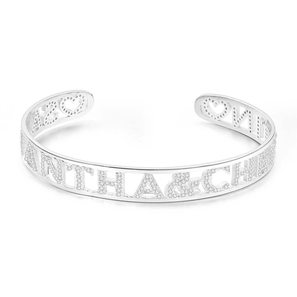 Crystal Name Bangle Personalized Rhinestone Zircon Bangle Perfect Gift for Your Girl - soufeelau