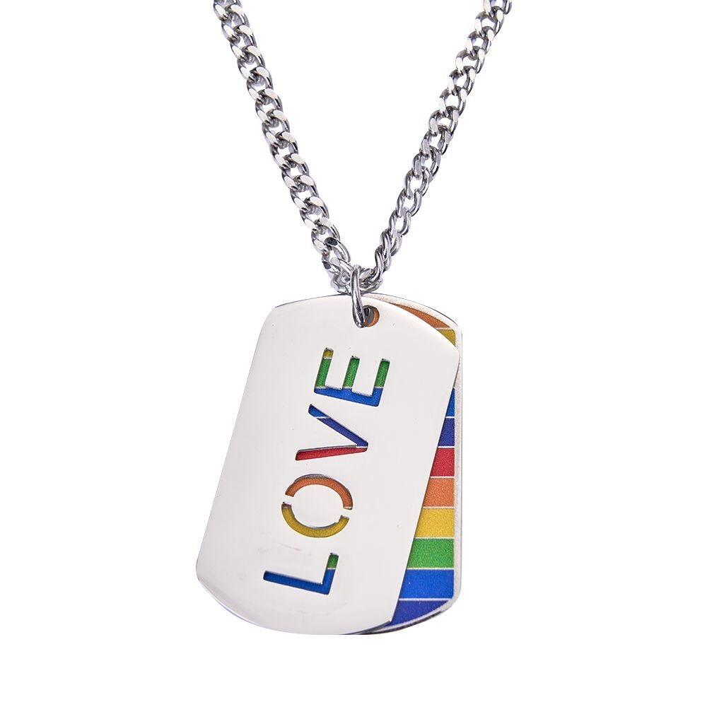 Custom LGBT Engraved Necklace Rainbow Color With Personalized Text Perfect Gift For Couples On Pride's Day - soufeelau