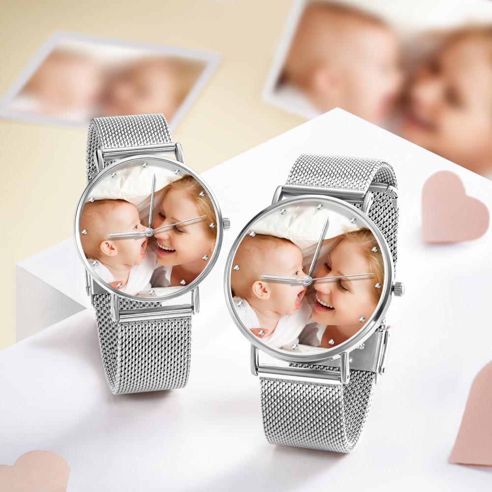 Engraved Woman Photo Watches With Alloy Strap