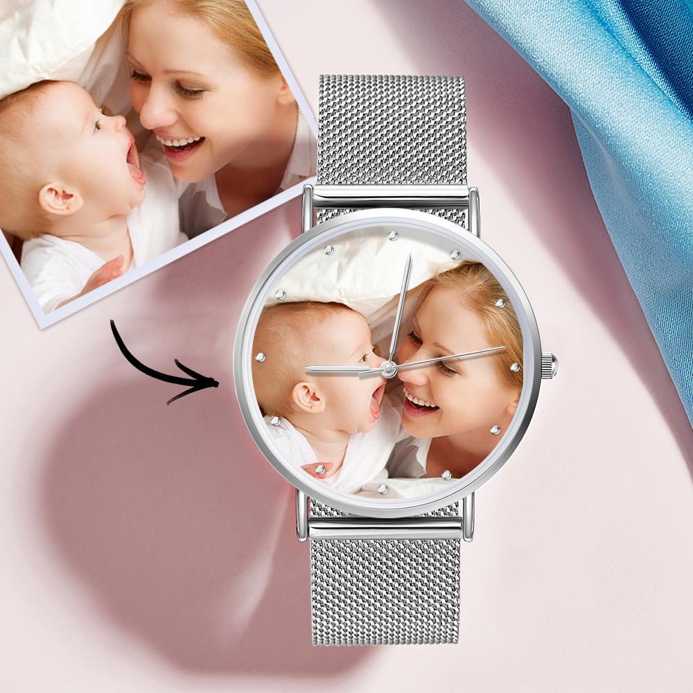 Engraved Woman Photo Watches With Alloy Strap