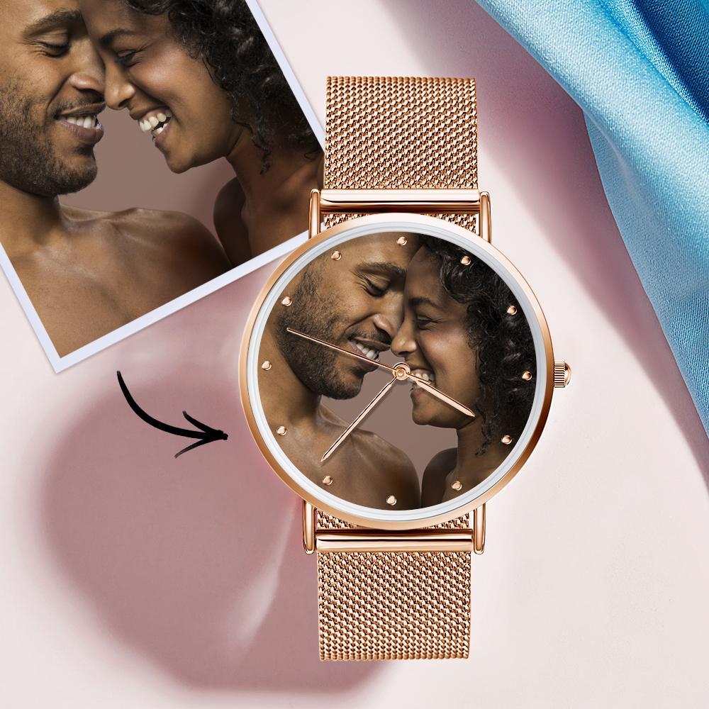 Women's Engraved Alloy Bracelet  Valentine's Day Gift for Her Custom Photo Watch 36mm