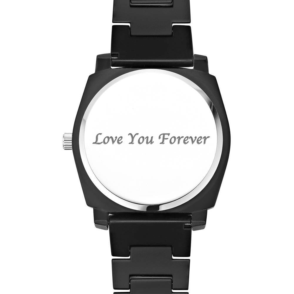 Personalised Engraved Watch, Photo Watch with Red Alloy Strap