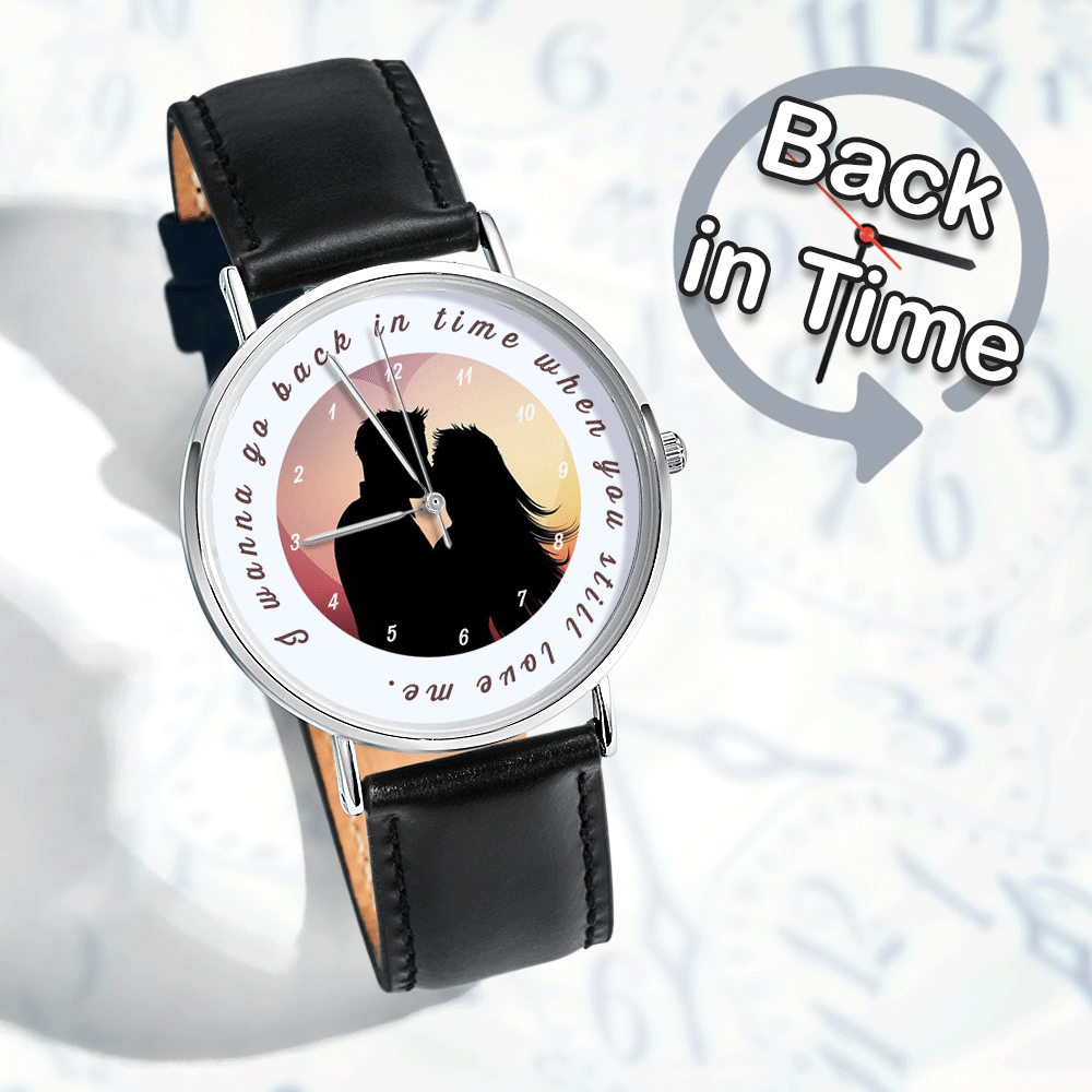Custom Backward Watch Back In Time Watch - Lovers Silhouettes