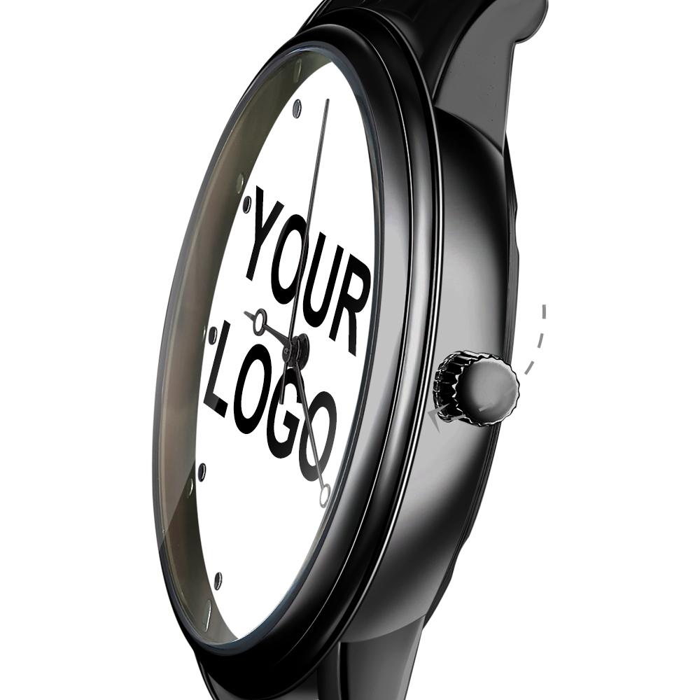 Engraved Men's Black Alloy Bracelet Photo Watch 38mm-Father's Day Gift