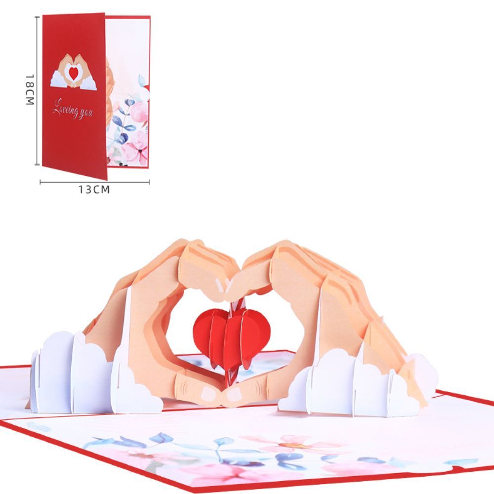 3D Creative Valentine's Day Pop Up Card Love In Hand Palm Pop Up Greeting Card - soufeelau