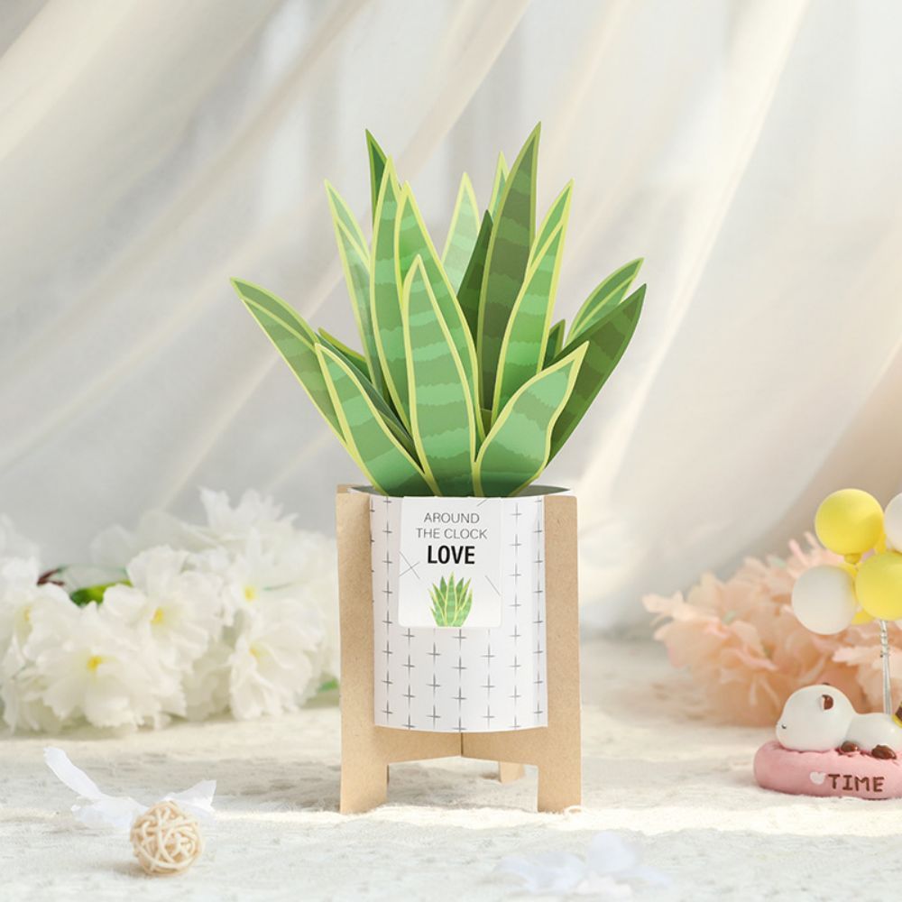 Tiger Piran Potted Plant 3D Pop Up Greeting Card - soufeelau