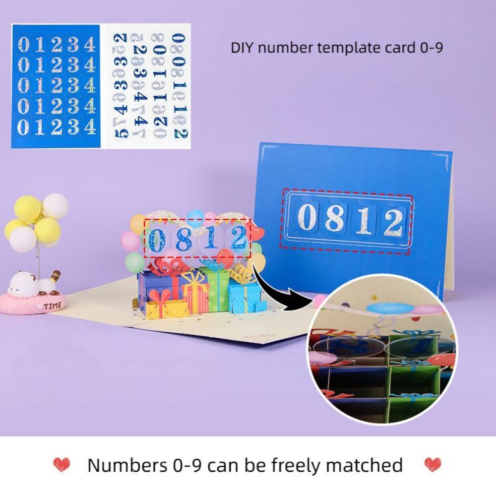 DIY Number Gift Box 3D Pop Up Greeting Card Birthday Gift Commemorative Gift - soufeelau