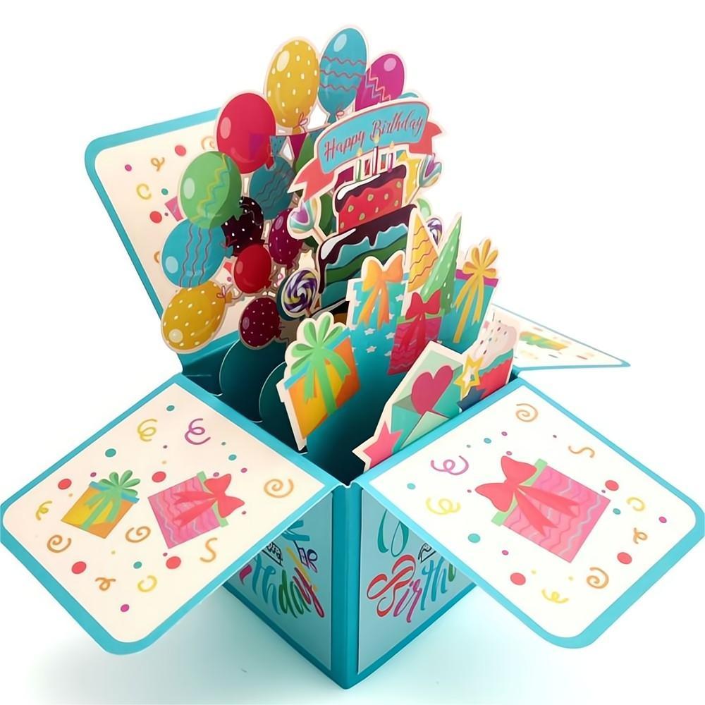 Birthday Pop Up Box Card Birthday Balloons 3D Pop Up Greeting Card - soufeelau