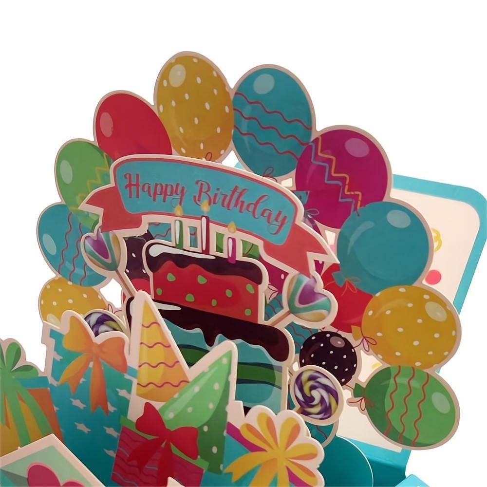 Birthday Pop Up Box Card Birthday Balloons 3D Pop Up Greeting Card - soufeelau