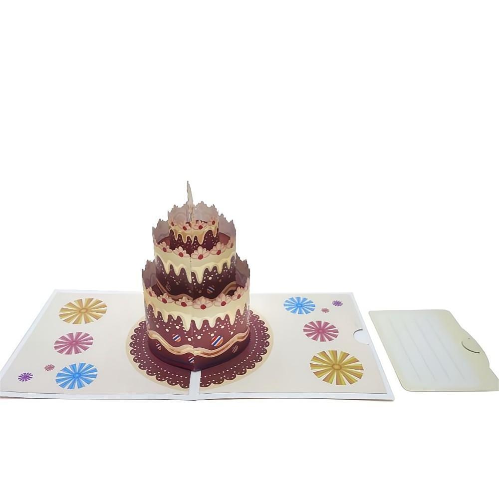 Birthday Pop Up Card Chocolate Cake 3D Pop Up Greeting Card - soufeelau