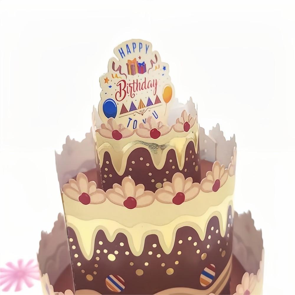 Birthday Pop Up Card Chocolate Cake 3D Pop Up Greeting Card - soufeelau