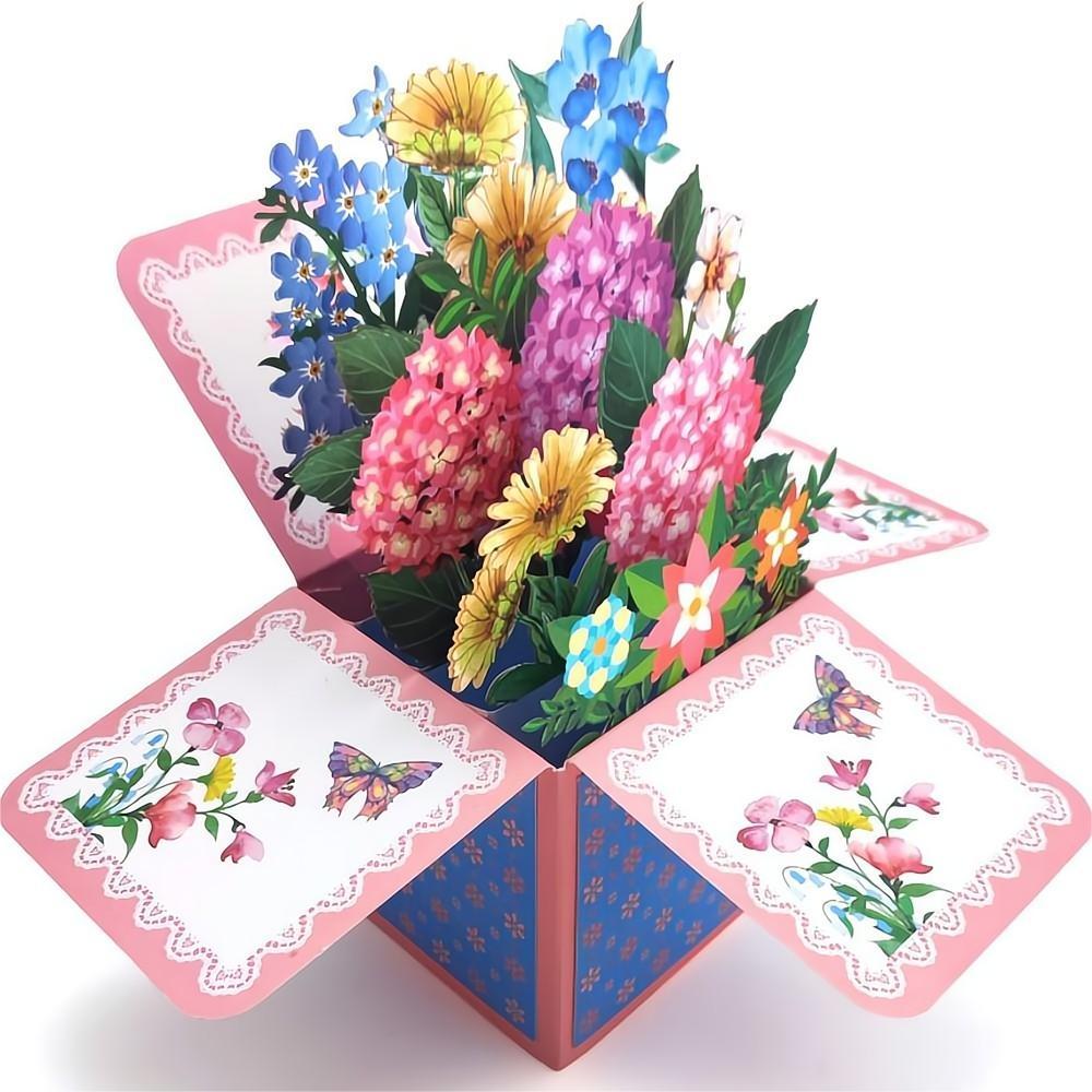 Hydrangea Pop Up Box Card Flower 3D Pop Up Greeting Card - soufeelau