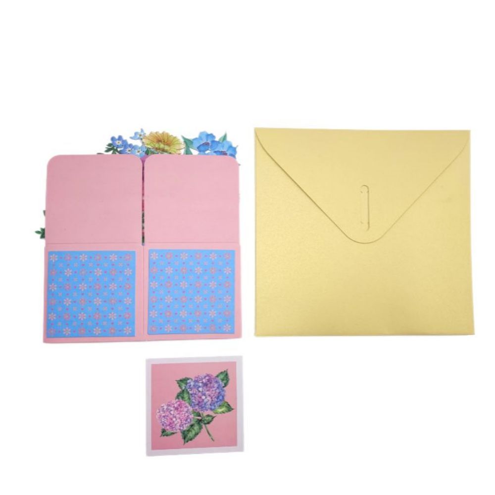 Hydrangea Pop Up Box Card Flower 3D Pop Up Greeting Card - soufeelau