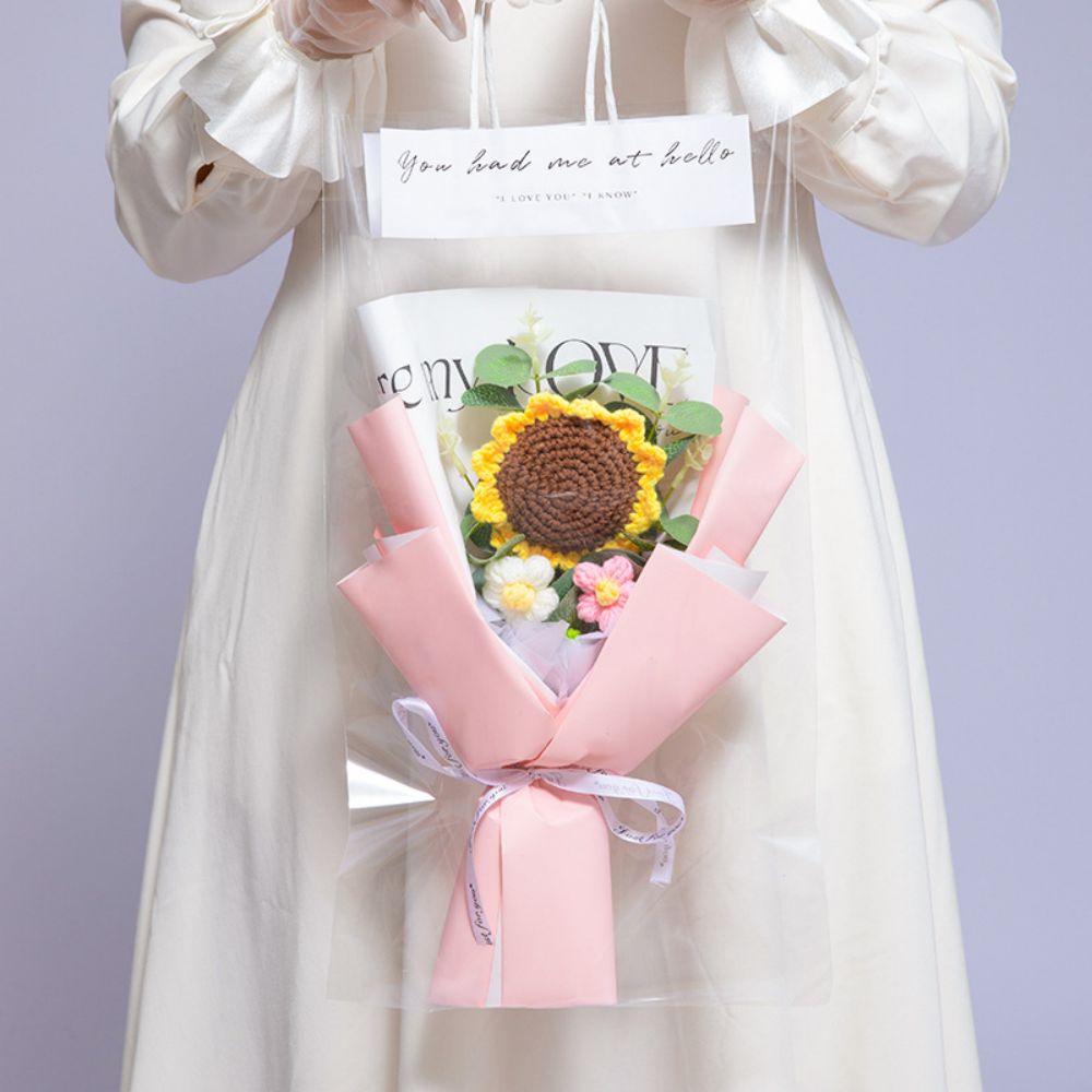 Crochet Flowers Bouquet Handmade Knitted Sunflower Bouquet - soufeelau