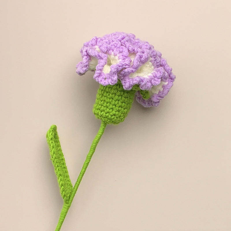 Carnation Crochet Flower Handmade Knitted Flower Gift for Lover - soufeelau