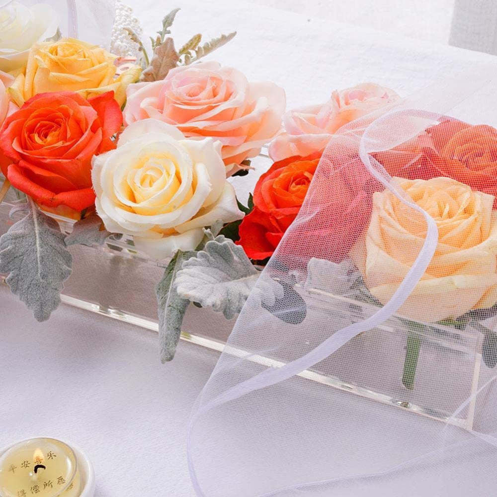 Clear Acrylic Flower Vase Rectangular Floral Centerpiece for Dining Table Unique Flower Vases for Home Decor or Weddings - soufeelau
