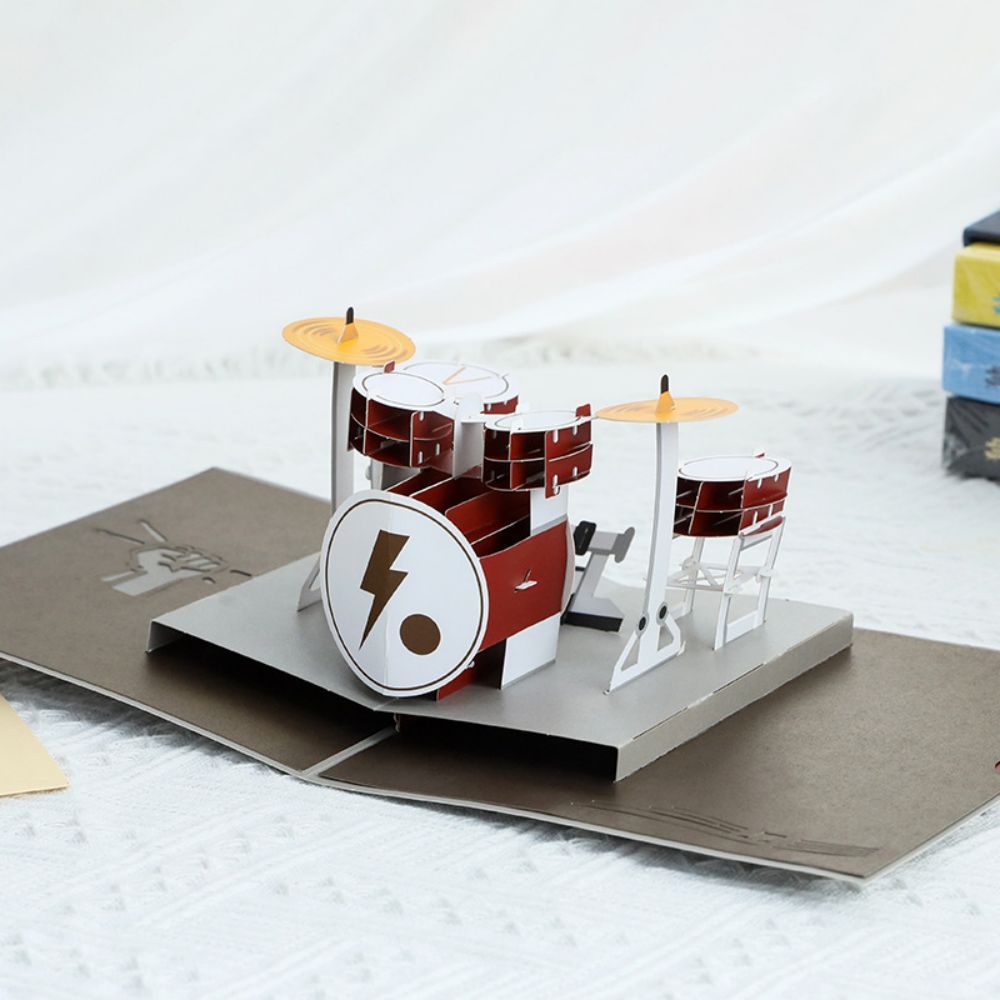 Father's Day 3D Pop Up Card Drum Kit Greeting Card for Dad - soufeelau