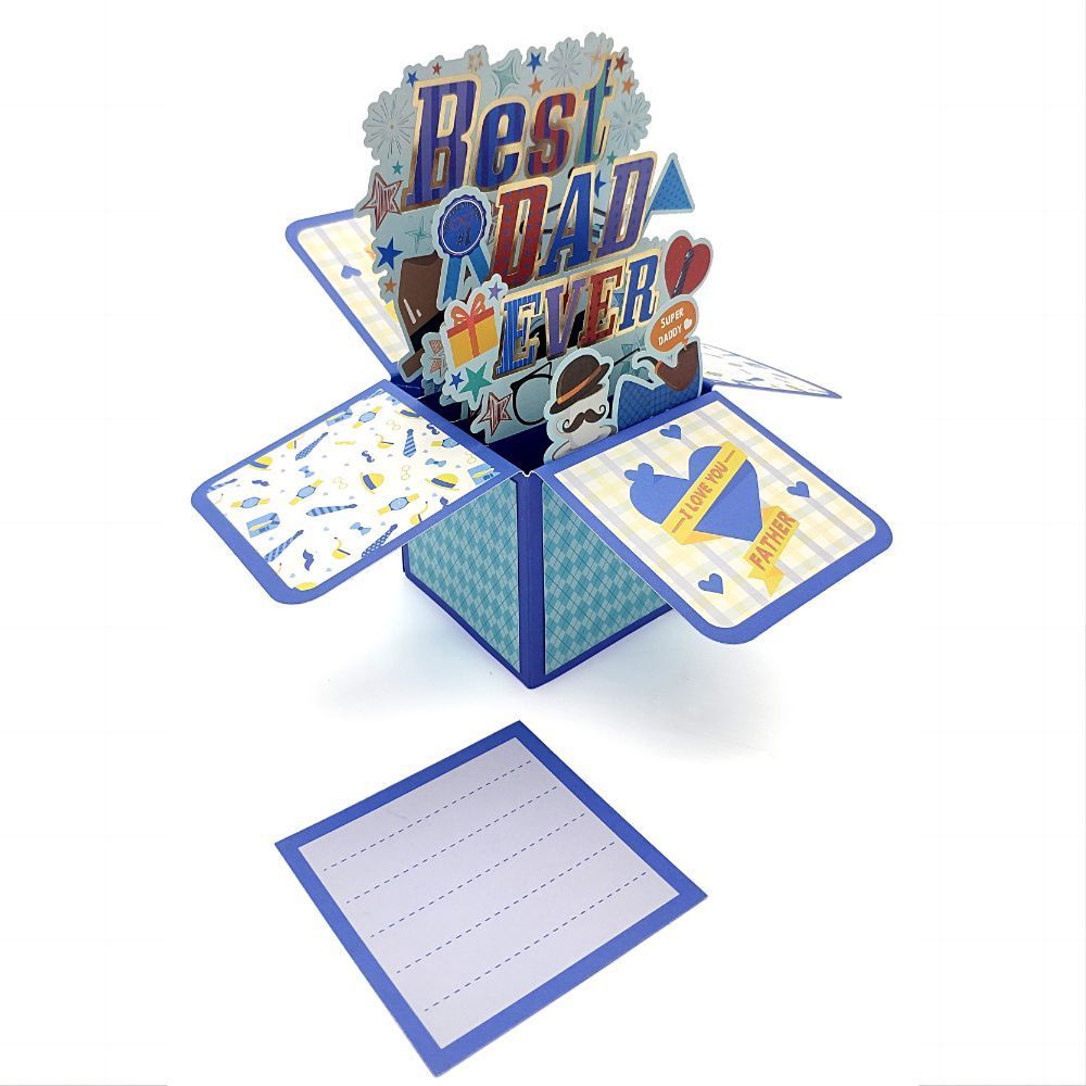 Father's Day 3D Pop Up Box Card Best Dad Ever Greeting Card for Dad - soufeelau