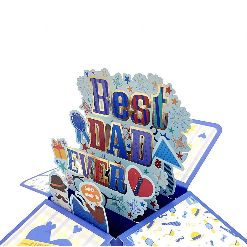 Father's Day 3D Pop Up Box Card Best Dad Ever Greeting Card for Dad - soufeelau