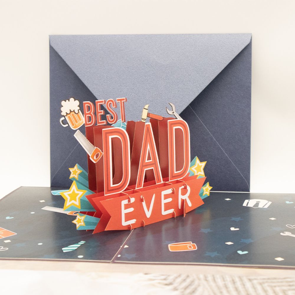 Father's Day 3D Pop Up Card Best Dad Ever Greeting Card for Dad - soufeelau