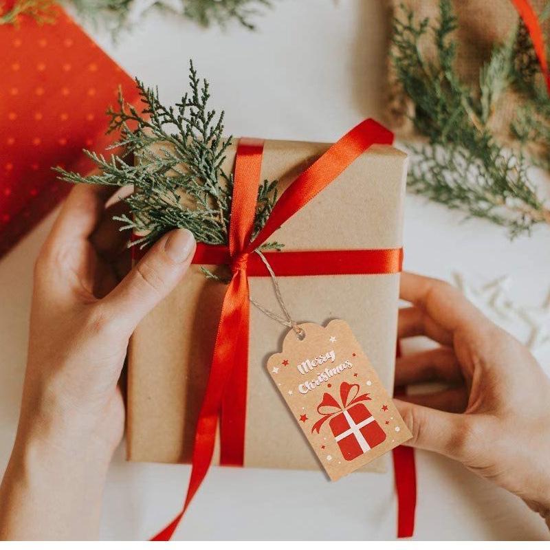 100pcs Merry Christmas Decoration Label Gift Card Christmas Tree Pendant Card - Gingerbread Man Chimney Gift - soufeelau