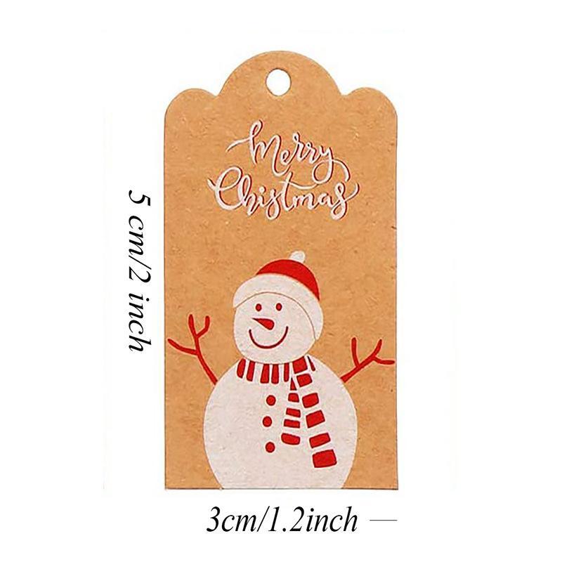 100pcs Merry Christmas Decoration Label Gift Card Christmas Tree Pendant Card - Gingerbread Man Chimney Gift - soufeelau