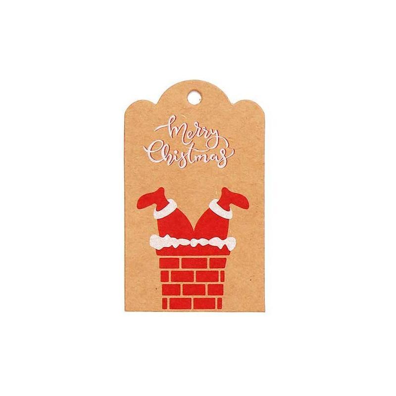 100pcs Merry Christmas Decoration Label Gift Card Christmas Tree Pendant Card - Gingerbread Man Chimney Gift - soufeelau